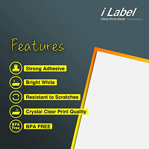 8.5" x 11" Full Sheet Label Sticker Paper for Laser & Inkjet Printers [100 Sheets,100 Labels]