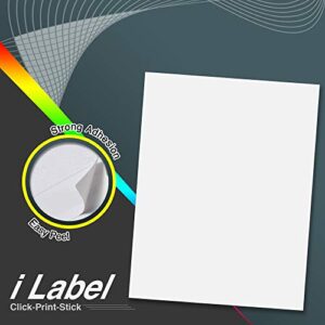 8.5" x 11" Full Sheet Label Sticker Paper for Laser & Inkjet Printers [100 Sheets,100 Labels]