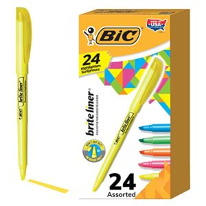 bic brite liner highlighters, chisel tip, 24-count pack of highlighters assorted colors, ideal highlighter set for organizing and coloring
