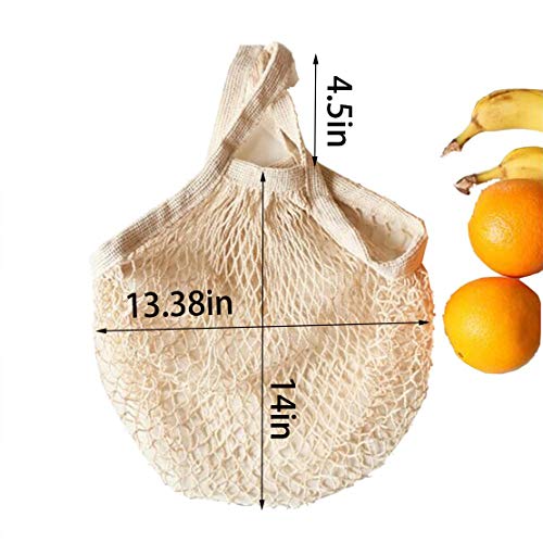 AHYUAN Ecology Reusable Cotton Mesh Grocery Bags Cotton String Bags Net Shopping Bags Mesh Bags Pack of 3 (Beige)