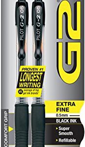 PILOT G2 Premium Refillable & Retractable Rolling Ball Gel Pens, Extra Fine Point, Black Ink, 2-Pack (31014)