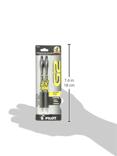 PILOT G2 Premium Refillable & Retractable Rolling Ball Gel Pens, Extra Fine Point, Black Ink, 2-Pack (31014)