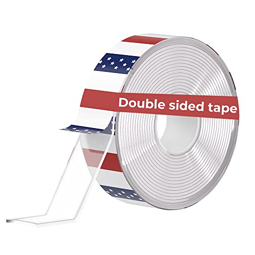 Lancord Double Sided Tape Heavy Duty (10FT), Clear Mounting Tape Strong Adhesive Strips Sticky Nano Tape, Multipurpose Removable Transparent Two Sided Poster Wall Tape (10FT x 1" x 0.07")