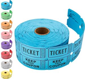 1000 tacticai blue raffle tickets (8 colors available), double roll, 2″ x 2″ ticket for events, entry, class reward, fundraiser & prizes