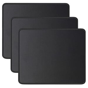 jikiou 3 pack mouse pad with stitched edge, comfortable mouse pads with non-slip rubber base, washable mousepads bulk with lycra cloth, mouse pads for computers laptop mouse 10.2×8.3×0.12inch black