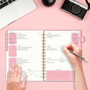 2023 Weekly & Monthly Planner, Jan. 2023 - Dec. 2023, AIMPEAK Weekly Planner 2023 with Tabs, Calendar Planner with Inner Pocket, Pen Loop, Flexible Cover，Spiral Binding, Pink(7"x10")