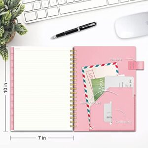 2023 Weekly & Monthly Planner, Jan. 2023 - Dec. 2023, AIMPEAK Weekly Planner 2023 with Tabs, Calendar Planner with Inner Pocket, Pen Loop, Flexible Cover，Spiral Binding, Pink(7"x10")