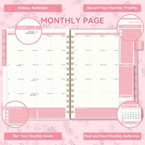 2023 Weekly & Monthly Planner, Jan. 2023 - Dec. 2023, AIMPEAK Weekly Planner 2023 with Tabs, Calendar Planner with Inner Pocket, Pen Loop, Flexible Cover，Spiral Binding, Pink(7"x10")
