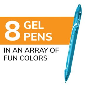 BIC Gel-ocity Quick Dry Fashion Retractable Gel Pens, Medium Point (0.7mm), 8-Count Gel Pen Set, Colored Gel Pens With Full-Length Grip, Colors May Vary (RGLCGAP81-AST)