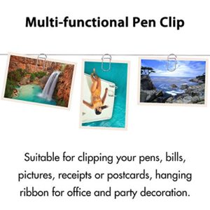 Wisdompro Pen Clip, 12 Pack Stainless Steel Pen Clip Holder for Notebook, Books, Journal, Clipboard, Paper, etc. - Fits Almost Any Pen Size (Silver)