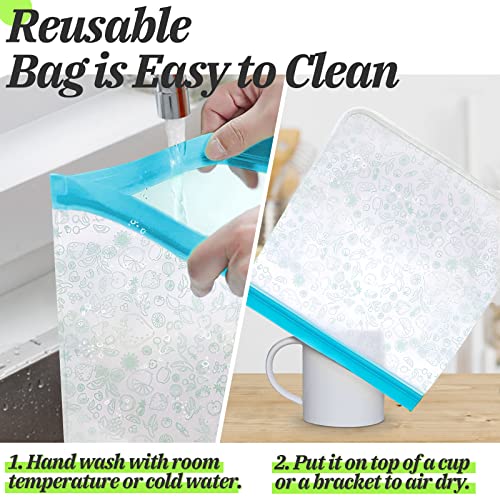 Reusable Food Storage Bags Silicone, Leakproof Reusable Freezer Bags, Reusable Snack Bags for Kids Travel/Home Storagation-2 Gallon Bags/ 2 Sandwich Bags/ 2 Snack Bags (BPA Free)