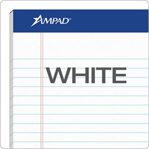 Ampad Jr. Notepad, College/Medium Ruled, 50 Sheets, White, 5" x 8", 12 per Pack (20-364)