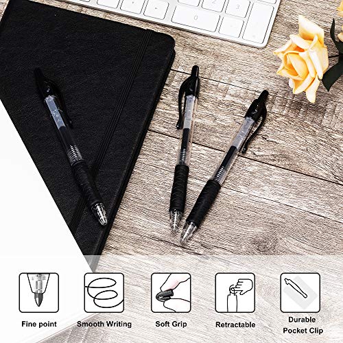 Gel Pens, 30 Pack Black Gel Pen Fine Point, Retractable Gel Ink Rollerball Pens for Smooth Writing (0.7mm)