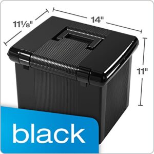 Pendaflex Portable File Box with File Rails, Hinged Lid with Double Latch Closure, Black, 3 Black Letter Size Hanging Folders Included (41742AMZ)