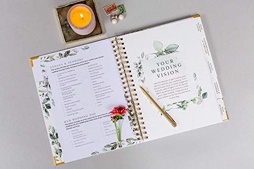 Wedding Planner & Organizer - Floral Gold Edition - Diary Engagement Gift Book & Bride To Be Countdown Calendar