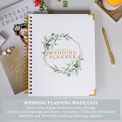 Wedding Planner & Organizer - Floral Gold Edition - Diary Engagement Gift Book & Bride To Be Countdown Calendar