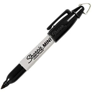 Sharpie Mini Permanent Markers with Golf Keychain Clips, Fine Point, Black Ink, Pack of 4