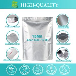 30pcs 2 Gallon Mylar Bags for Food Storage (15 Mil Extra Thick) with Oxygen Absorbers 400CC (60 pcs) , Stand-Up Zipper Pouches Resealable and Heat Sealable Bags for Long Term Food Storage(13"x17")