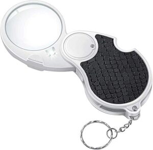 magnifying glass with light, lighted magnifying glass, 5x handheld pocket magnifier small illuminated folding hand held lighted magnifier for reading coins hobby travel – 45 mm diameter