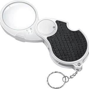 Magnifying Glass with Light, Lighted Magnifying Glass, 5X Handheld Pocket Magnifier Small Illuminated Folding Hand Held Lighted Magnifier for Reading Coins Hobby Travel - 45 Mm Diameter