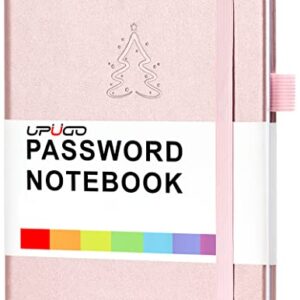 Password Book with Alphabetical Tabs, UpUGo Internet Address and Password Keeper Notebook for Computer & Website Logins, Medium Compact Size, Rose Gold