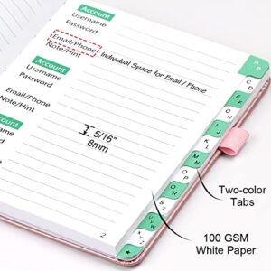 Password Book with Alphabetical Tabs, UpUGo Internet Address and Password Keeper Notebook for Computer & Website Logins, Medium Compact Size, Rose Gold