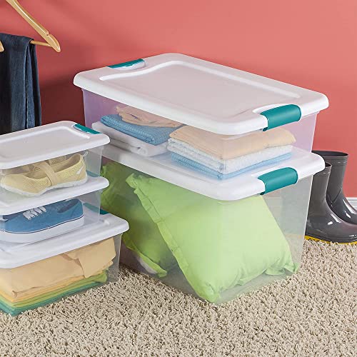 Sterilite 32 Quart Multipurpose Plastic Stackable Storage Box Container with Latching Lid for Home or Office Organization, Clear (12 Pack)