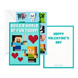 Hallmark Kids Minecraft Valentines Day Cards and Stickers Assortment (24 Classroom Cards with Envelopes)