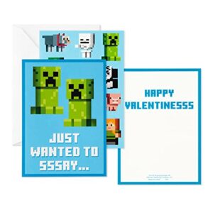 Hallmark Kids Minecraft Valentines Day Cards and Stickers Assortment (24 Classroom Cards with Envelopes)