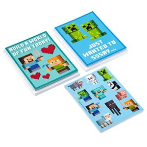 Hallmark Kids Minecraft Valentines Day Cards and Stickers Assortment (24 Classroom Cards with Envelopes)