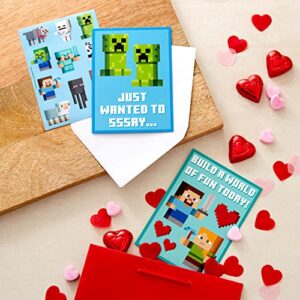 Hallmark Kids Minecraft Valentines Day Cards and Stickers Assortment (24 Classroom Cards with Envelopes)