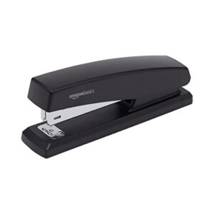 amazon basics stapler with 1250 staples, for office or desk, 25 sheet capacity, non-slip, black