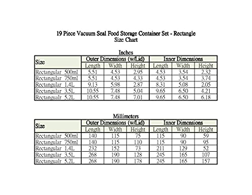 Lasting Freshness 19 Piece Vacuum Seal Food Storage Container Set, Rectangle