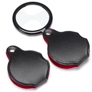 10x small magnifying glass, teoyall 2 pcs mini pocket magnifier folding magnify glass with rotating protective holster