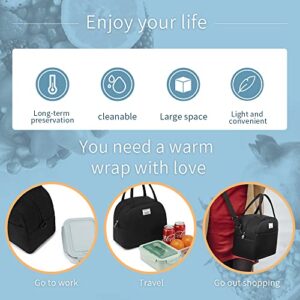 XQXA Lunch Bag Reusable Insulated Cooler Water Resistant Lunch Box Adult Tote Lunch Bag for Women /Men Work Picnic Beach or Travel-Black