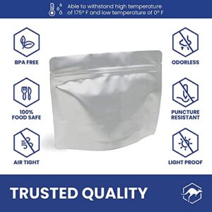 Wallaby MRE Mylar Bag Bundle - 30x (7.5 Mil - 6.5" x 8.5’’) Stand-Up Zipper Pouches, 30x 400cc Oxygen Absorbers - Heat Sealable & Withstand Boiling Water - Long-Term Food Storage Solutions - Silver