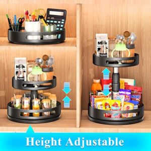 Lazy Susans Organizer 2 Tier Metal Steel, Turntable Height Adjustable, SAYZH Rotating Spice Racks for Pantry Cabinet Cupboard Table, 10 inch, Black