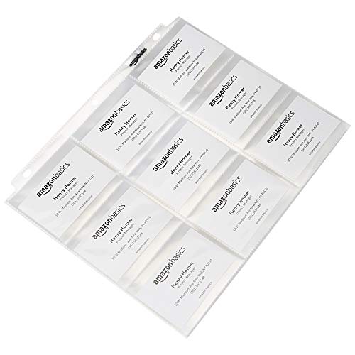 Amazon Basics 9 Sleeve Card Protectors Binder Sheet - 100-Pack