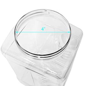 ljdeals 1 Gallon Clear Plastic Storage Containers Grip Jars, Wide Mouth Square Canisters, Pack of 2, BPA Free, Food Safe, Made in USA