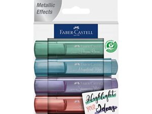 faber-castell metallic highlighter set – assortment of 4 sheer metallic highlighter pens – journaling supplies