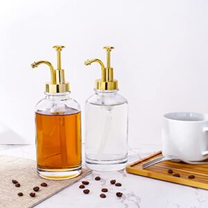 Coffee Syrup Dispenser for Coffee Bar Accessories, Coffee Pump Dispenser, Glass Syrup Bottle Pump, Maple/Coffee Syrup Bottles,18Pcs Coffee Syrup Labels, 17 oz 500 ml, 2 PCS Soap Dispenser Home Decor