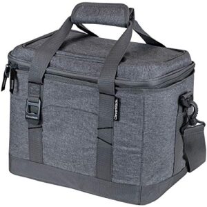 CleverMade Collapsible Soft Cooler Bag -Tote - Insulated 30 Can Leakproof Small Cooler Box with Bottle Opener and Shoulder Strap for Lunch, Beach, and Picnic - Grey