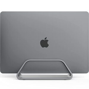 humancentric vertical laptop stand for macbook, compatible with macbook pro stand, macbook air stand, laptop holder for apple laptop desk stand, aluminum laptop vertical stand, space gray mac stand