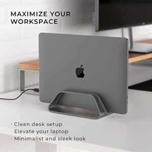 HumanCentric Vertical Laptop Stand for MacBook, Compatible with MacBook Pro Stand, MacBook Air Stand, Laptop Holder for Apple Laptop Desk Stand, Aluminum Laptop Vertical Stand, Space Gray Mac Stand