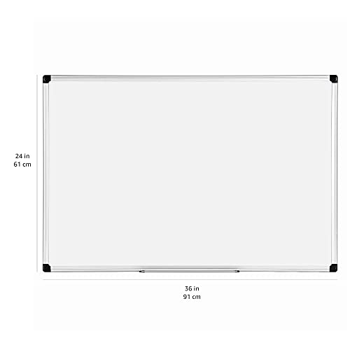 Amazon Basics Magnetic Dry Erase White Board, 36 x 24-Inch Whiteboard - Silver Aluminum Frame
