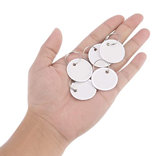 100 Pieces Metal Rimmed Key Tags Round Paper Tags with Split Rings (31mm)