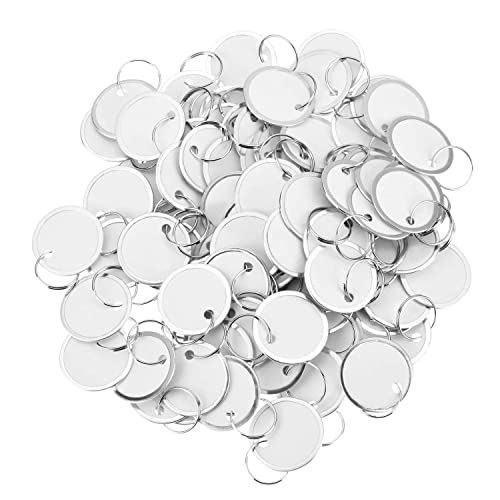 100 Pieces Metal Rimmed Key Tags Round Paper Tags with Split Rings (31mm)