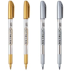 dyvicl premium metallic markers pens – silver and gold paint pens for black paper, glass, rock painting, halloween pumpkin, card making, scrapbook album, christmas diy art craft kids, set of 4