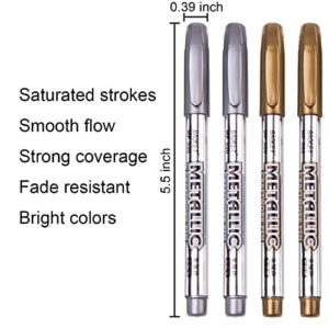 Dyvicl Premium Metallic Markers Pens - Silver and Gold Paint Pens for Black Paper, Glass, Rock Painting, Halloween Pumpkin, Card Making, Scrapbook Album, Christmas DIY Art Craft Kids, Set of 4