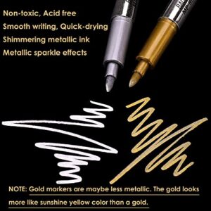 Dyvicl Premium Metallic Markers Pens - Silver and Gold Paint Pens for Black Paper, Glass, Rock Painting, Halloween Pumpkin, Card Making, Scrapbook Album, Christmas DIY Art Craft Kids, Set of 4